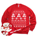  PUFF Print Christmas Teddies With Color Accents - Sweatshirt (Crewneck)  Sponge Fleece Raglan (Unisex)  Bella Canvas