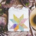  Bright Ditzy Floral Summer Print Quilted Star Pattern - Soft and Cozy T-Shirt (Crewneck)  Bella Canvas