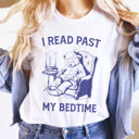  It's Past My Bedtime Cute Storytime Papa Bear in a Chair With Books Funny Cute Sarcastic Soft Cozy Longer Length Unisex Graphic Tee T-shirt