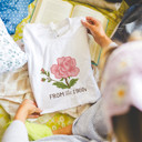  From The 1900s Faux Cross Stitched Pattern of a Vintage Rose - Soft Longer Length Bella Canvas
