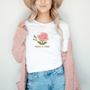  From The 1900s Faux Cross Stitched Pattern of a Vintage Rose - Soft Longer Length Bella Canvas