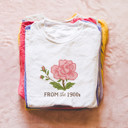  From The 1900s Faux Cross Stitched Pattern of a Vintage Rose - Soft Longer Length Bella Canvas