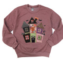  Faux Quilted Spooky Haunted Halloween House - Comfy Dropshoulder Sweatshirt