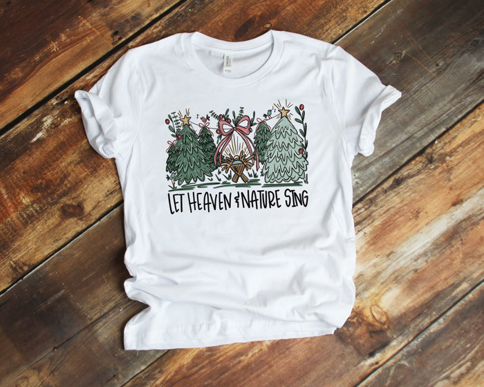 Let Heaven And Nature Sing Christmas Nativity - Soft Bella Canvas T-Shirt