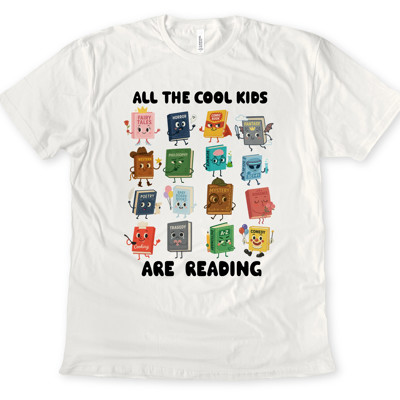 All the Cool Kids are Reading Soft Cozy Longer Length Unisex Graphic Tee T-shirt