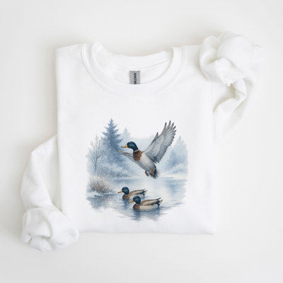 Winter Ducks Watercolor Vintage - Sweatshirt (Crewneck)  Poly-Cotton Colors (Unisex)  Gildan