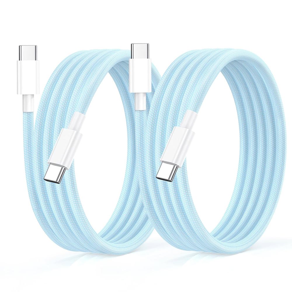 (2-Pack) 6-Foot USB-C to USB-C 3A Fast Charging Braided Charge Cord