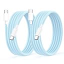 Blue (2-Pack) 6-Foot USB-C to USB-C 3A Fast Charging Braided Charge Cord