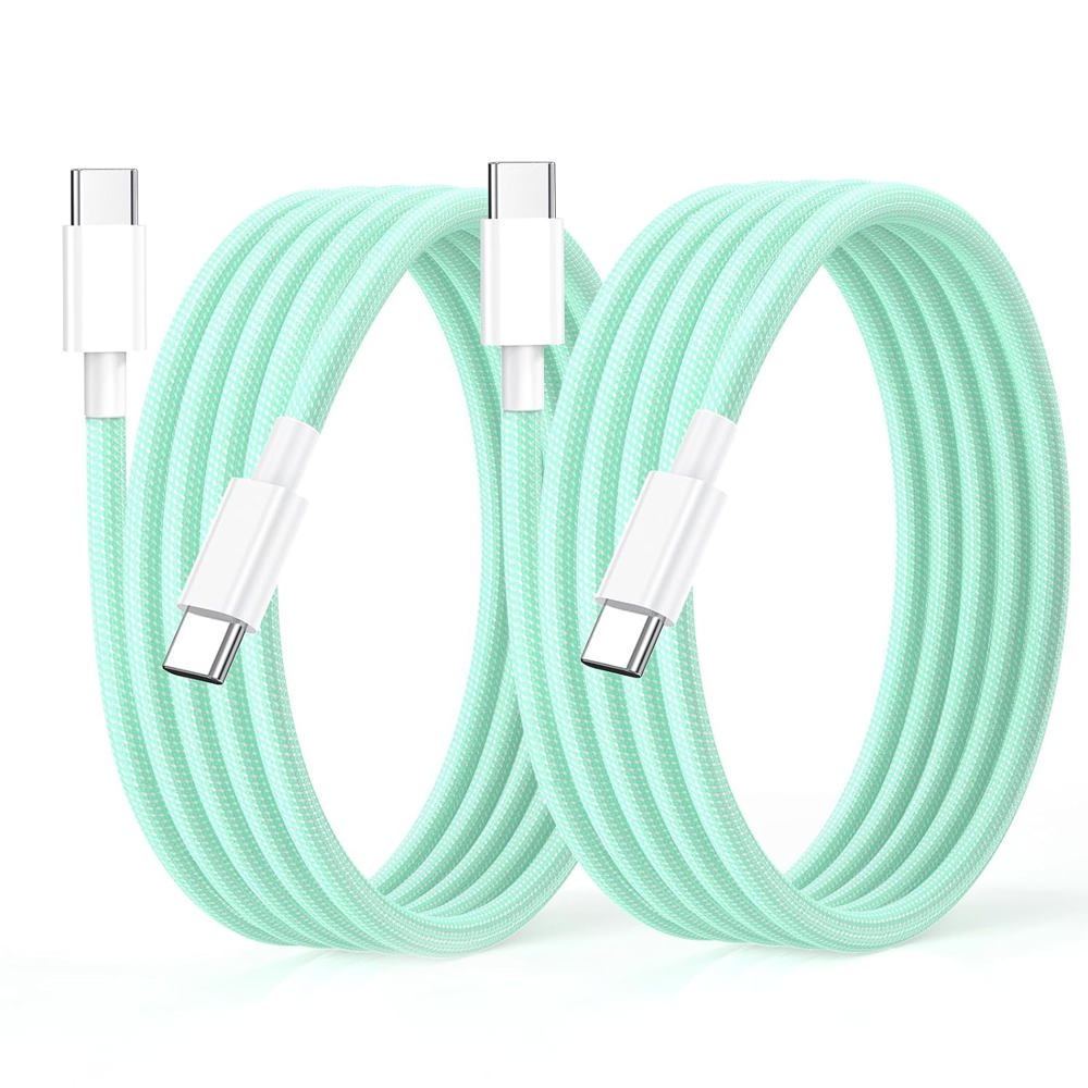 (2-Pack) 6-Foot USB-C to USB-C 3A Fast Charging Braided Charge Cord