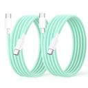 Green (2-Pack) 6-Foot USB-C to USB-C 3A Fast Charging Braided Charge Cord