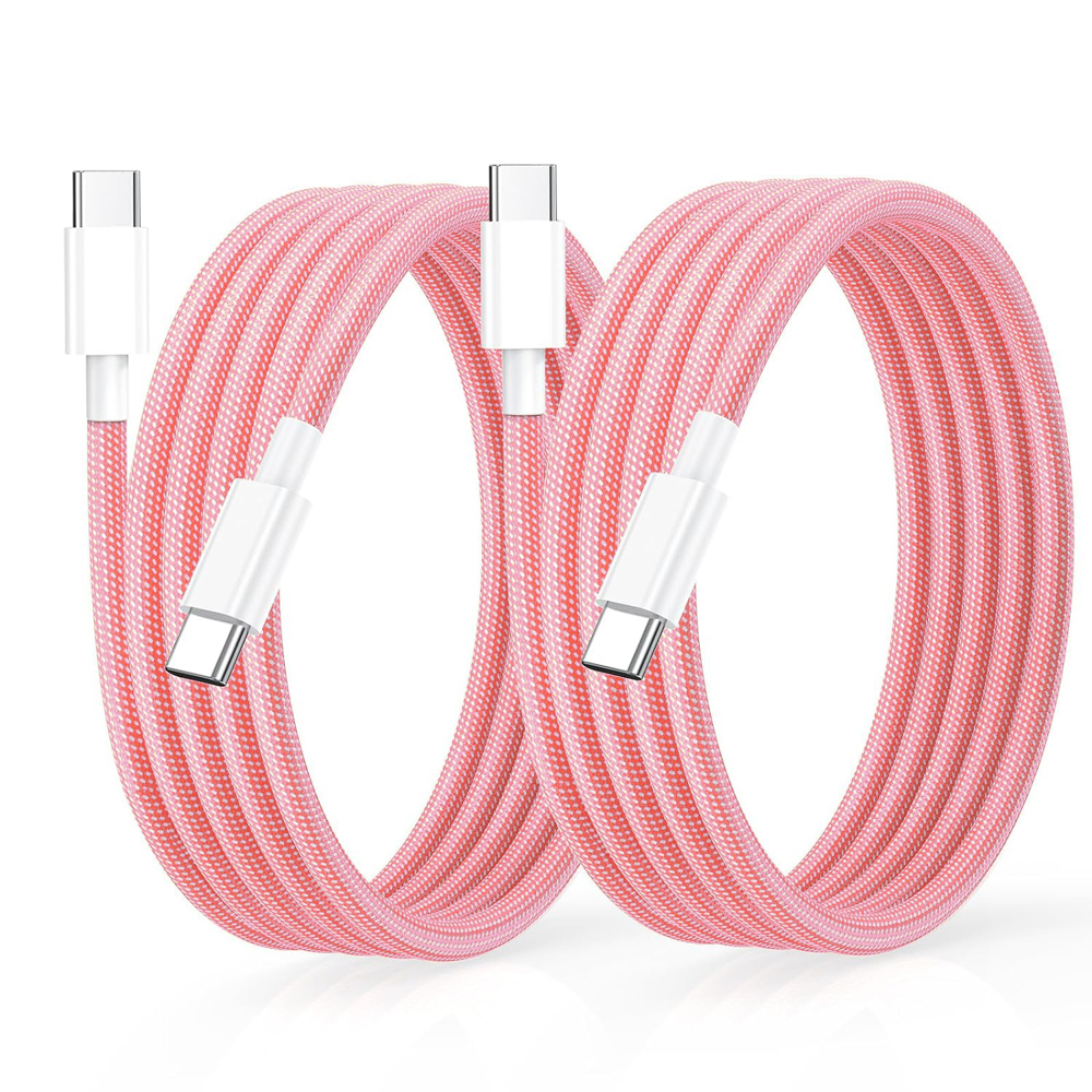 (2-Pack) 6-Foot USB-C to USB-C 3A Fast Charging Braided Charge Cord