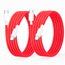 Red (2-Pack) 6-Foot USB-C to USB-C 3A Fast Charging Braided Charge Cord