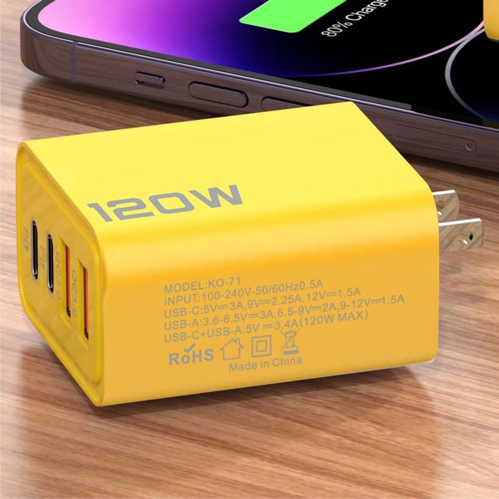 Universal 4-Port USB Charger Wall Adapter (PD + USB-C Ports)