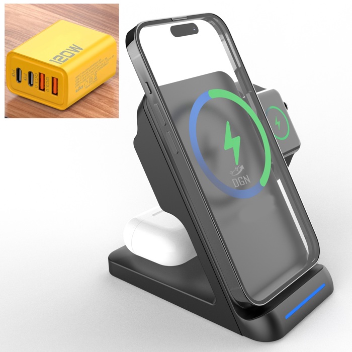 3-in-1 Charging Station for Qi-Compatible Devices