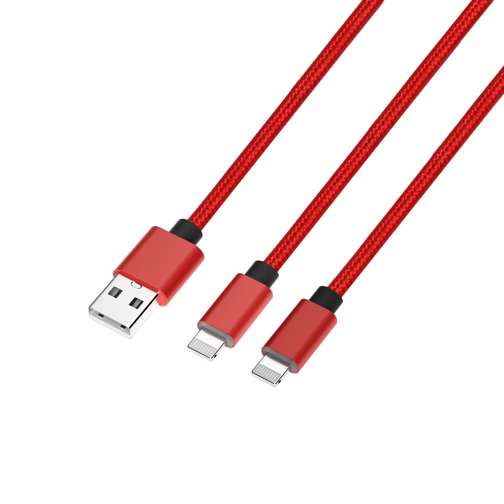 (3-Pack) 2-in-1 Nylon Braided 6-Foot Charging Lightning Cable