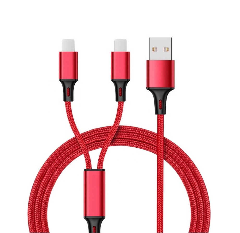 (3-Pack) 2-in-1 Nylon Braided 6-Foot Charging Lightning Cable