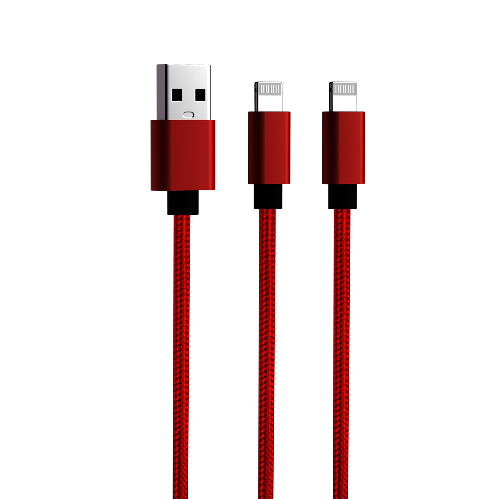 (3-Pack) 2-in-1 Nylon Braided 6-Foot Charging Lightning Cable