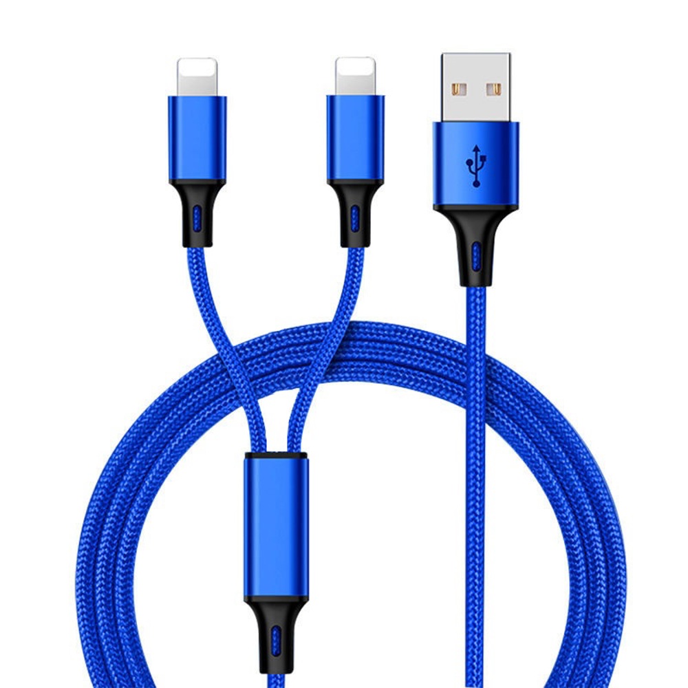 (3-Pack) 2-in-1 Nylon Braided 6-Foot Charging Lightning Cable