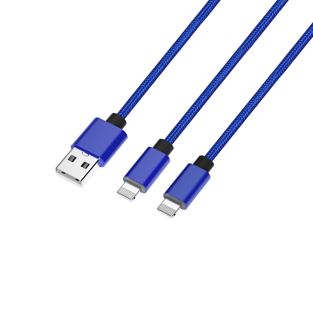 (3-Pack) 2-in-1 Nylon Braided 6-Foot Charging Lightning Cable