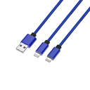 Blue (3-Pack) 2-in-1 Nylon Braided 6-Foot Charging Lightning Cable