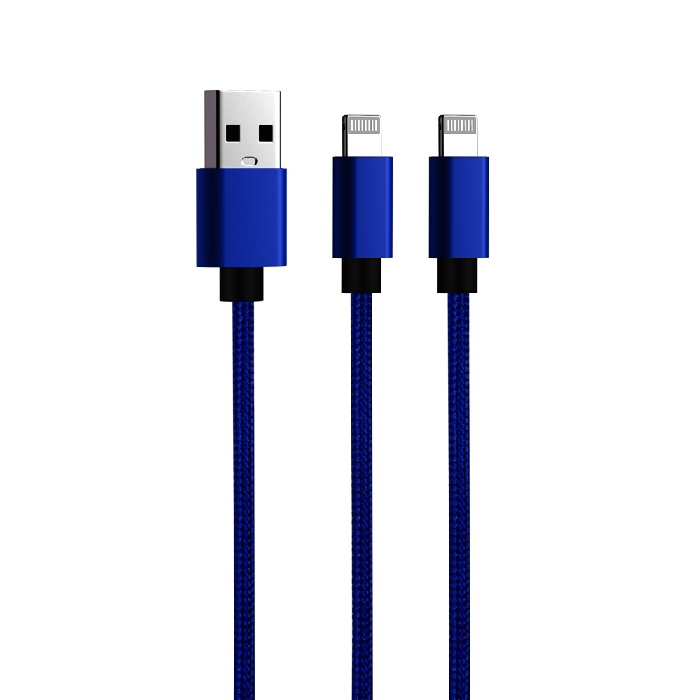 (3-Pack) 2-in-1 Nylon Braided 6-Foot Charging Lightning Cable