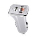 White Universal 36W Fast Car Charger with USB-C PD & USB-A Ports