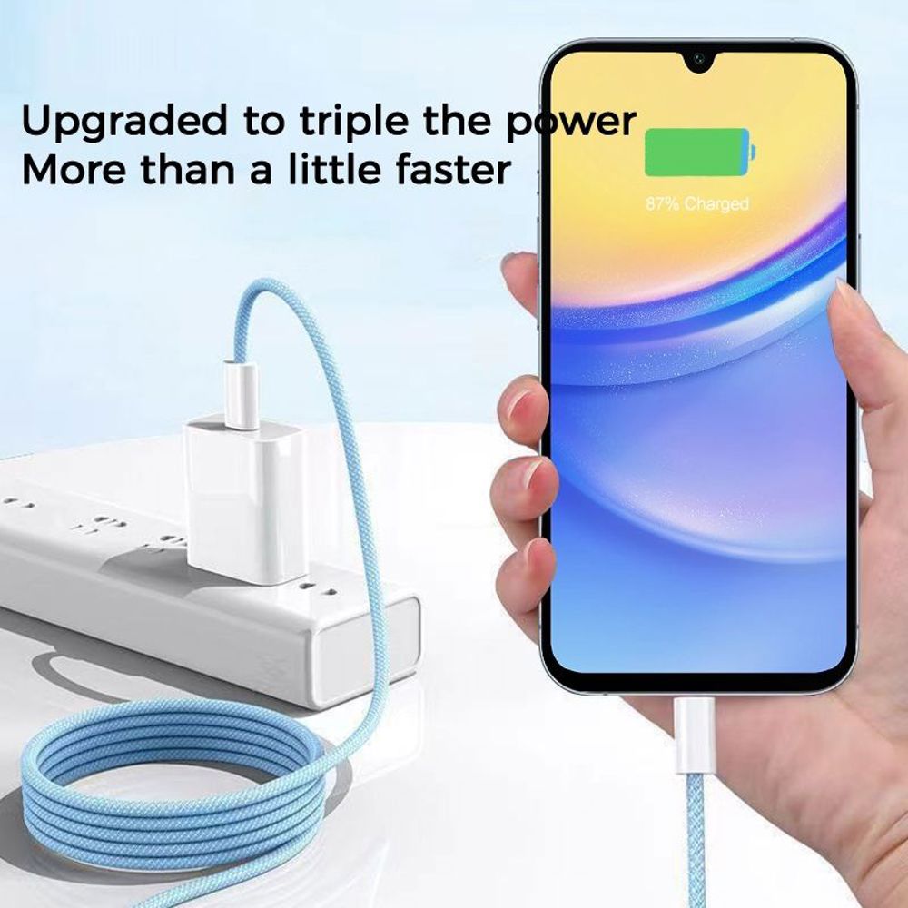 (2-Pack) 6-Foot USB-C to USB-C 3A Fast Charging Braided Charge Cord