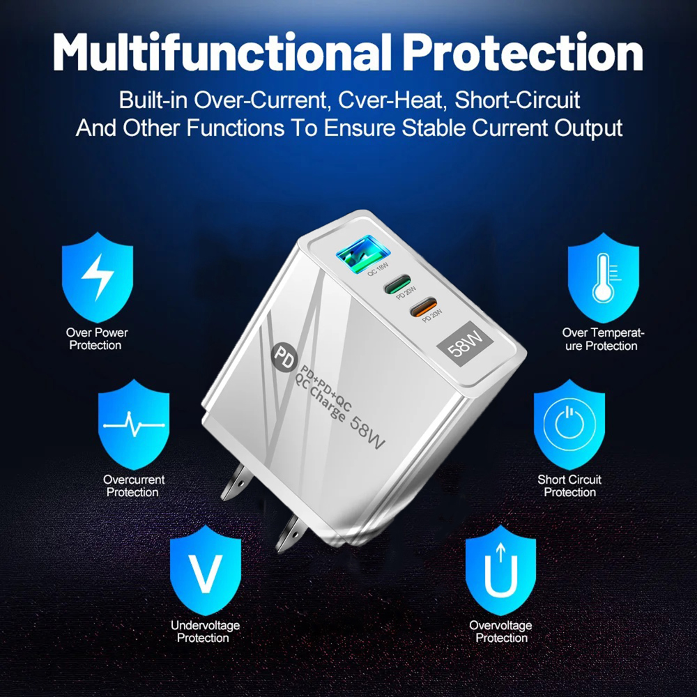 3-Port Universal 58W Fast USB Charger