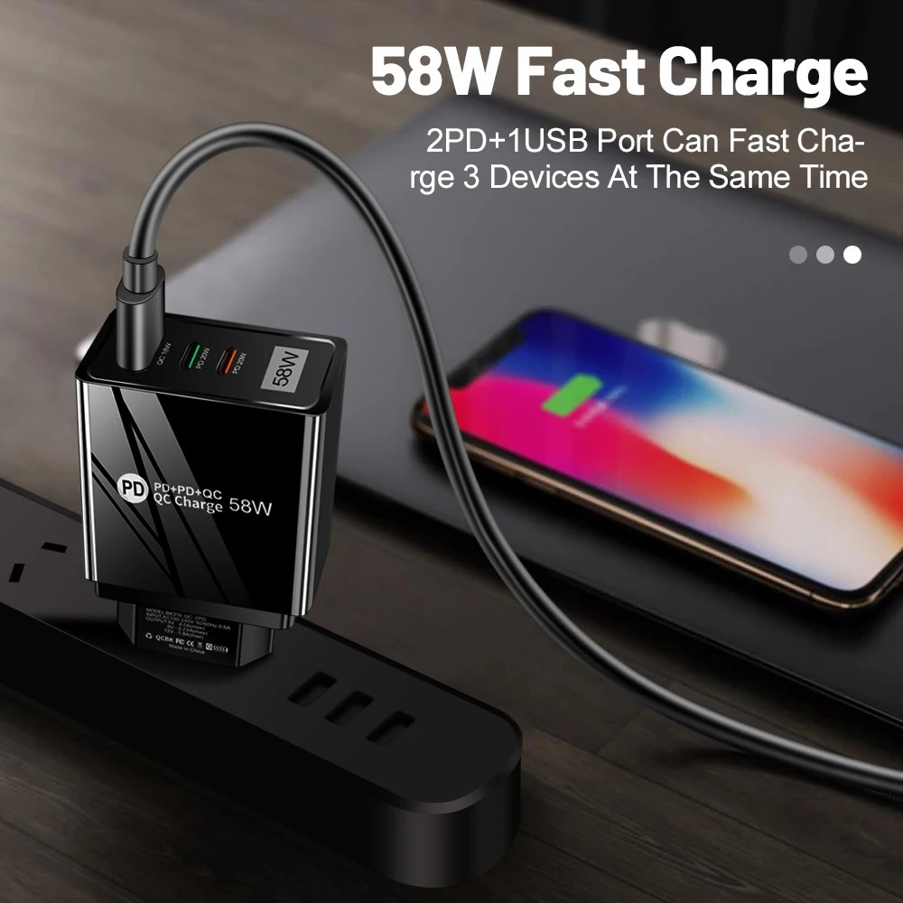 3-Port Universal 58W Fast USB Charger