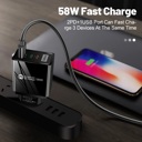 Black 3-Port Universal 58W Fast USB Charger