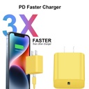 Yellow (2-Pack) 20W Fast Type-C PD Wall Charger Adapter