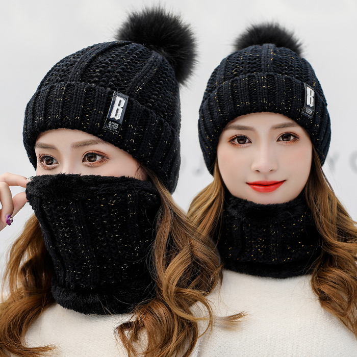 Unisex Warm Fleece-Lined Beanie & Neck Warmer Set