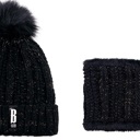 Black Unisex Warm Fleece-Lined Beanie & Neck Warmer Set