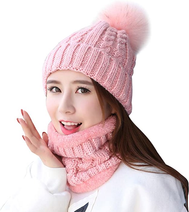 Unisex Warm Fleece-Lined Beanie & Neck Warmer Set