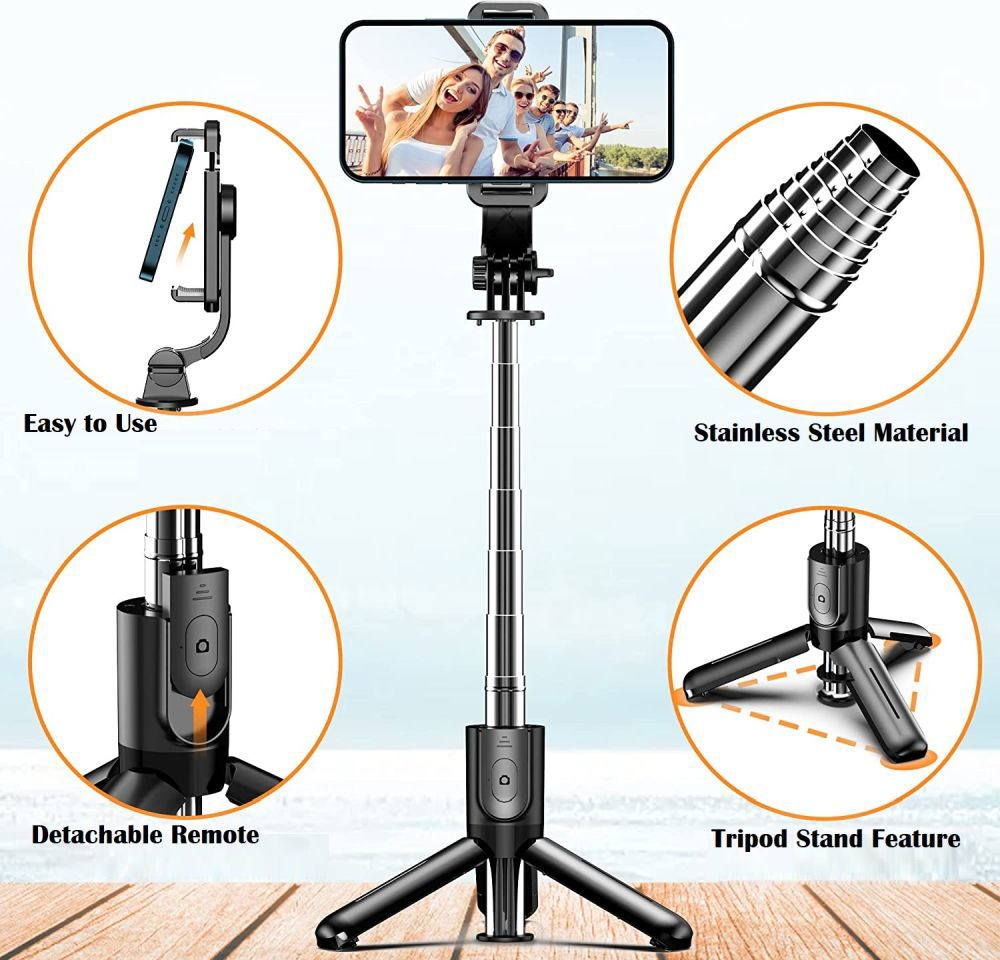 Portable Selfie Stick & Extendable Tripod with Remote