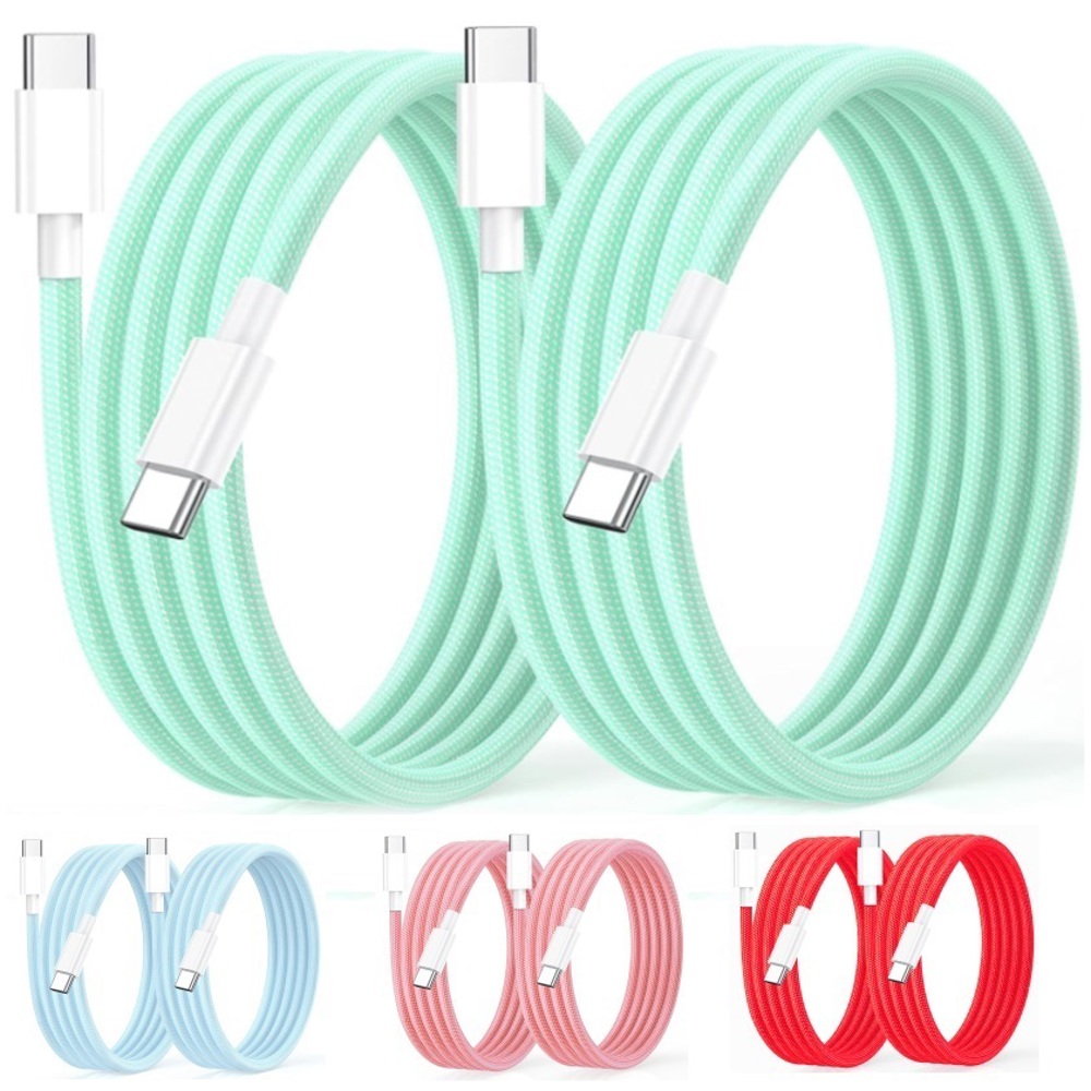 (2-Pack) 6-Foot USB-C to USB-C 3A Fast Charging Braided Charge Cord