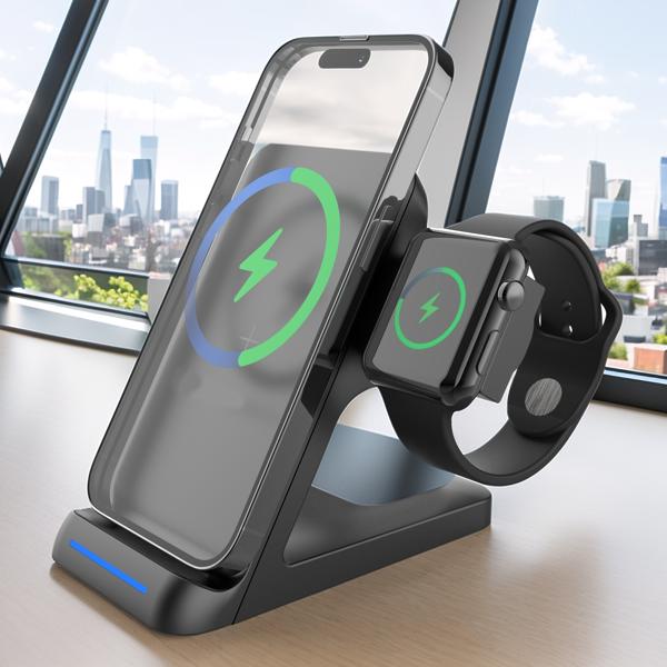 3-in-1 Charging Station for Qi-Compatible Devices