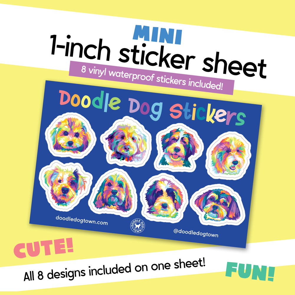 Mini Sticker Sheet, Colorful Rainbow Dogs