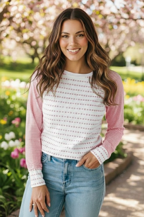 Spring Easy Patchwork Stripe Raglan Top | S-XL