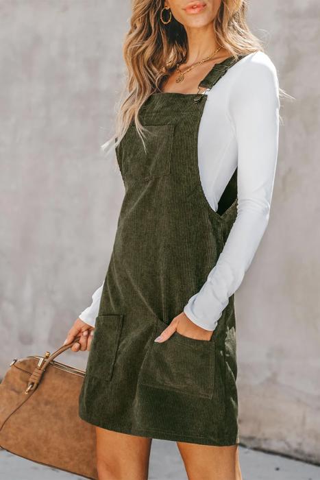 MY DREAM LIFE | Front Pockets Corduroy Overall Dress
