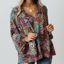  Vibrant Floral Tie V-Neck Blouse | Free Shipping