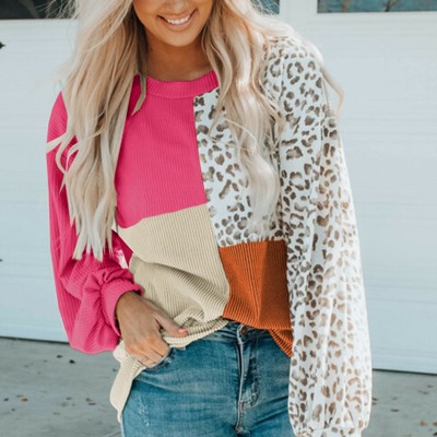 Color Block & Patchwork Ribbed Top | S-2XL