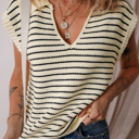  V-Neck Stripe Sweater Vest | S-XL