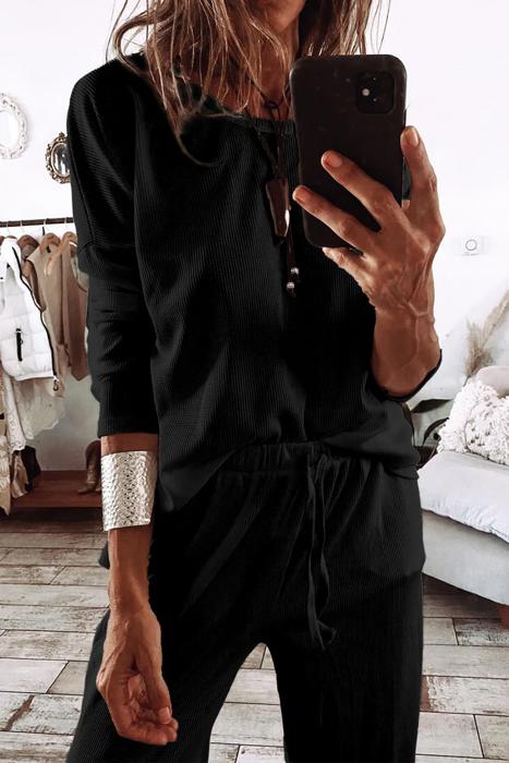 MY DREAM LIFE | Textured Long Sleeve Tops and Pants Lounge Set | S-XXL