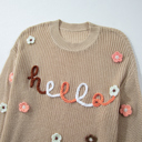  Hello Floral Embroidered Knit Loose Sweater