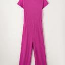  Ribbed Short Sleeve Wide Leg Jumpsuit