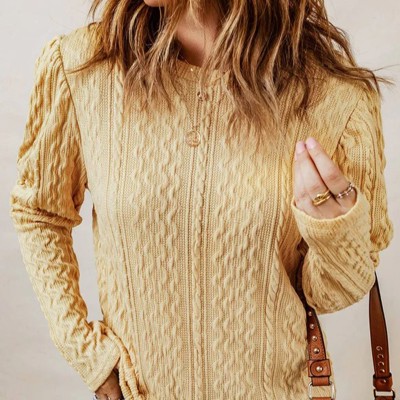 Textured Puffy Sleeve Knit Sweater