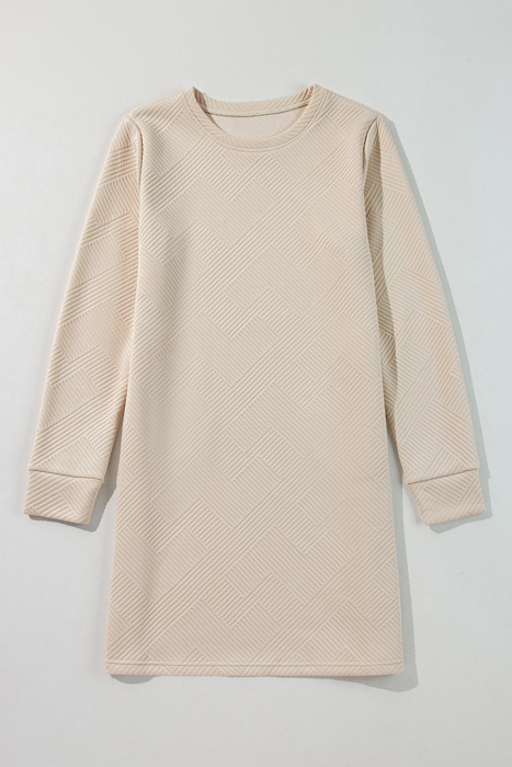 MY DREAM LIFE | Textured Long Sleeve Side Pockets Shift Dress