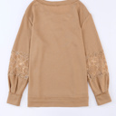  Waffle And Floral Lace Long Sleeve Top | S-XL