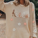  Hello Floral Embroidered Knit Loose Sweater